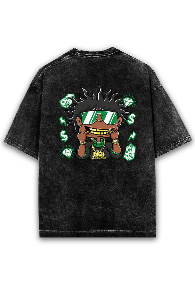 Gold Grin Hustler Acid Wash Oversized T-Shirt
