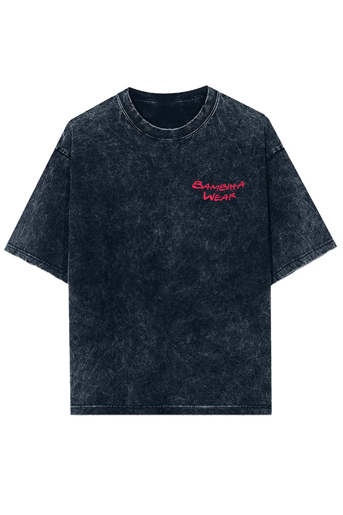 Kitty Nightmare Acid Wash Oversized T-Shirt