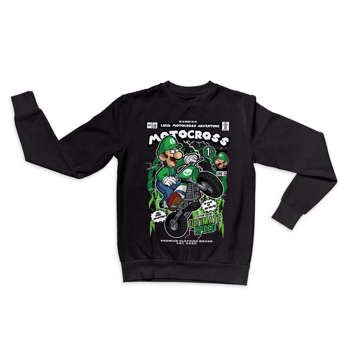 Luigi Motocross Cartoon Sweatshirt