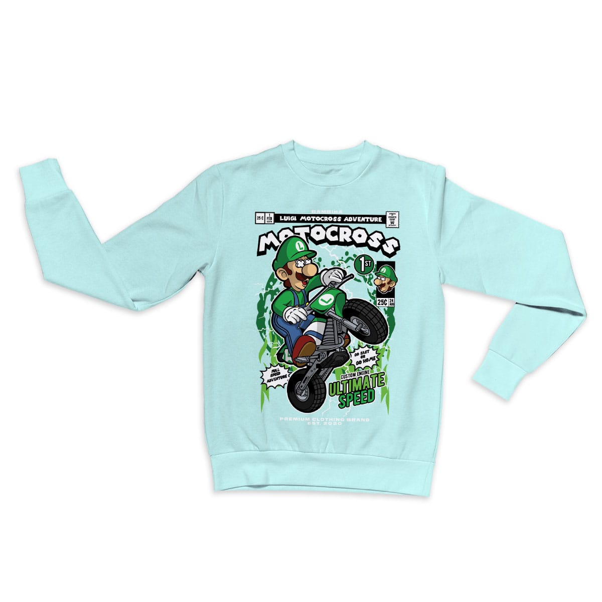 Luigi Motocross Cartoon Sweatshirt