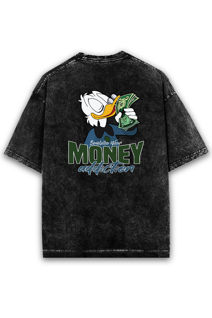 Money Addiction Acid Wash Oversized T-Shirt