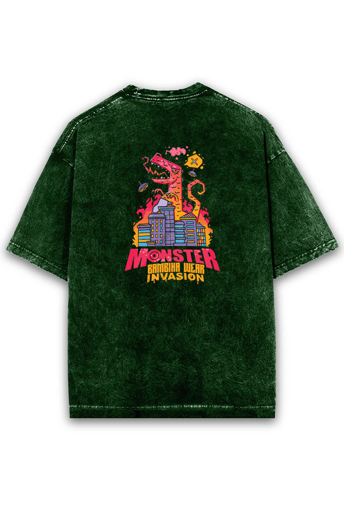 Monster Invasion Acid Wash Oversized T-Shirt