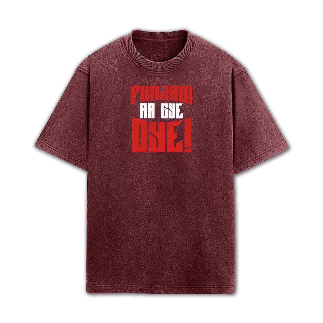 Punjabi Aa Gaye Oye! Acid Wash Oversized T-Shirt