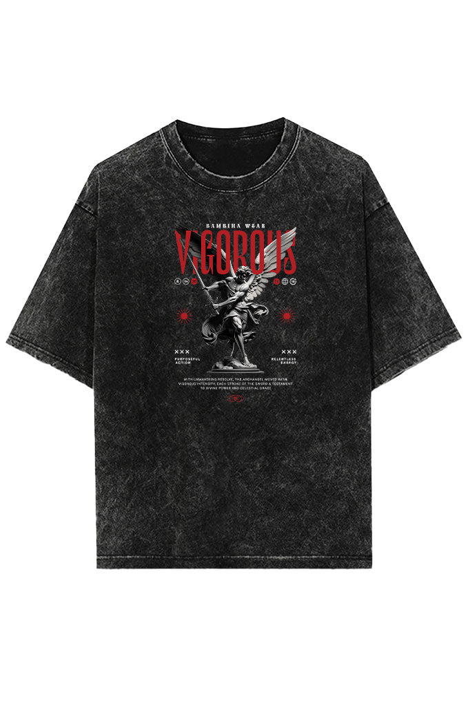 Vigorous (Front Print) Acid Wash Oversized T-Shirt