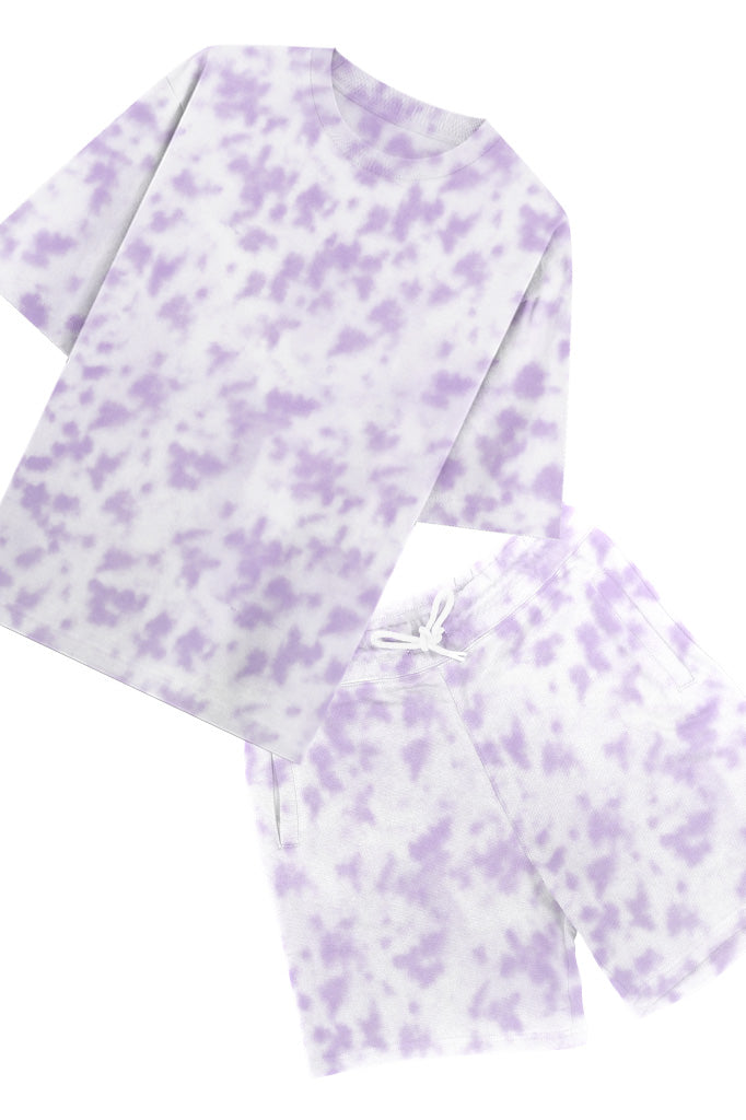 White Lavender Tie Dye Co-Ord Set - Unisex Oversized