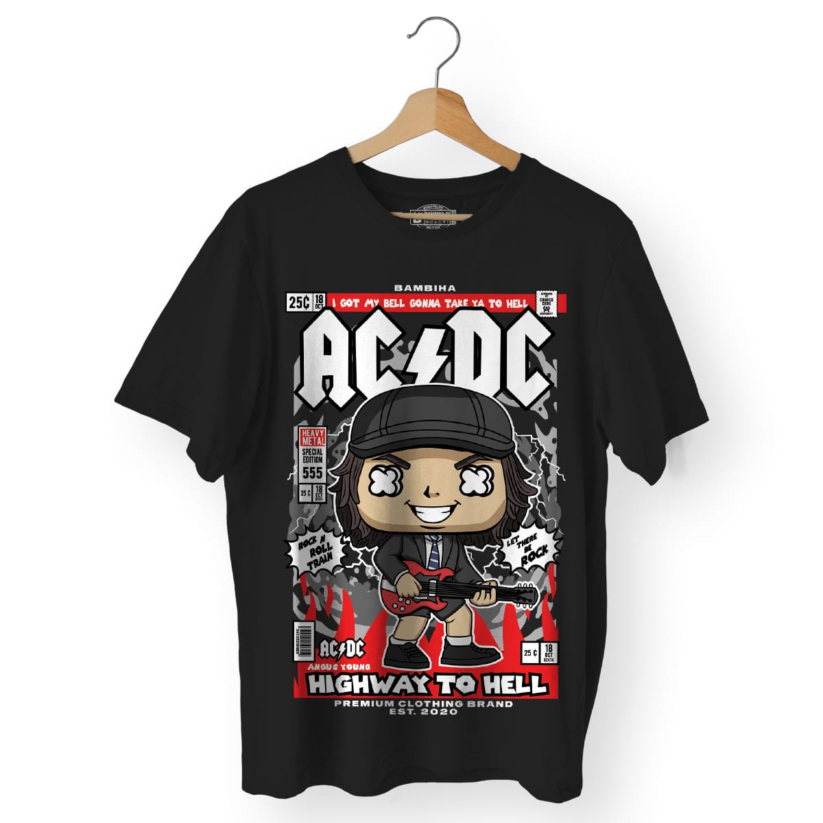 Angus Young ACDC Cartoon T-Shirt