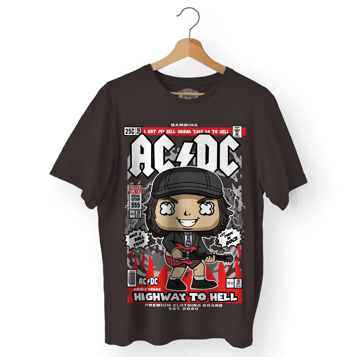 Angus Young ACDC Cartoon T-Shirt