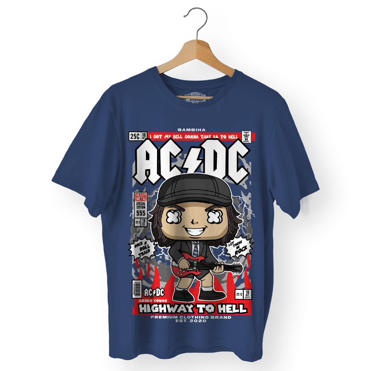 Angus Young ACDC Cartoon T-Shirt