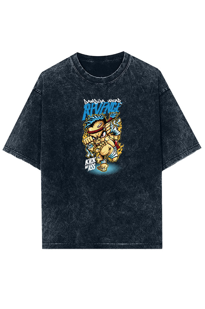 Battle Tested (Front Print) Acid Wash Oversized T-Shirt