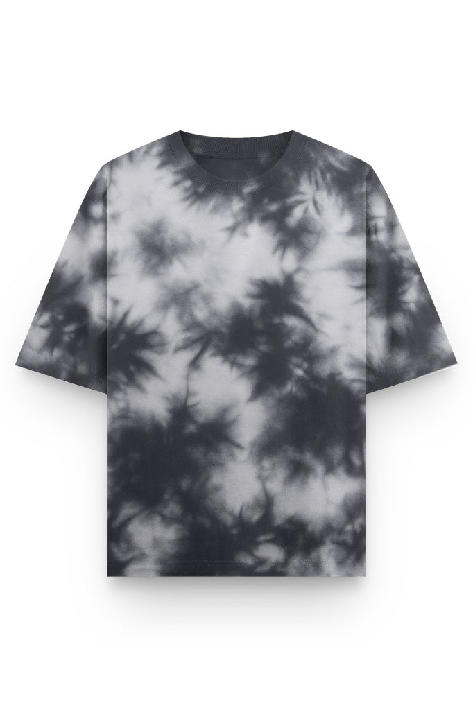Black White Oversized Tie Dye T-Shirt - Unisex Drop Shoulder