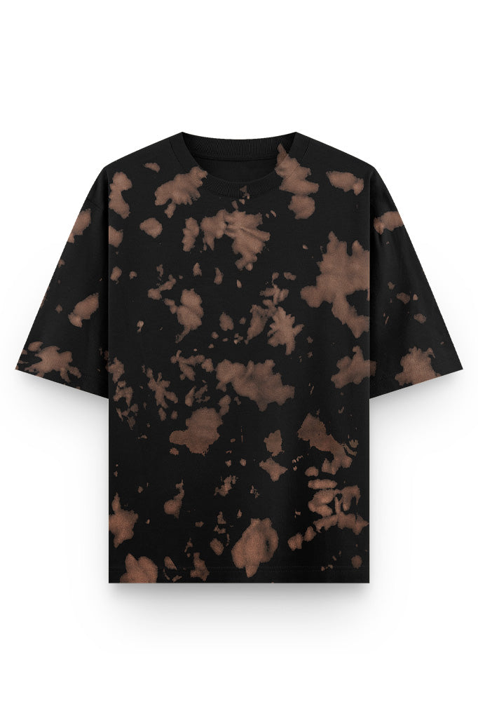 Brown Black Oversized Tie Dye T-Shirt - Unisex Drop Shoulder