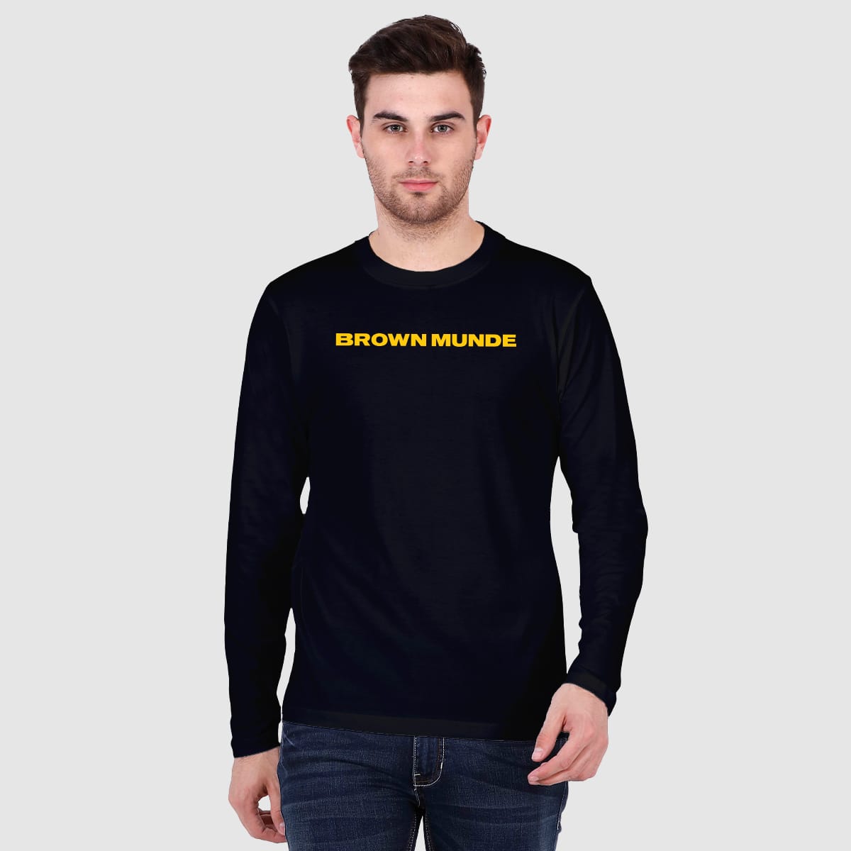 Brown Munde Black Full Sleeve T-Shirt