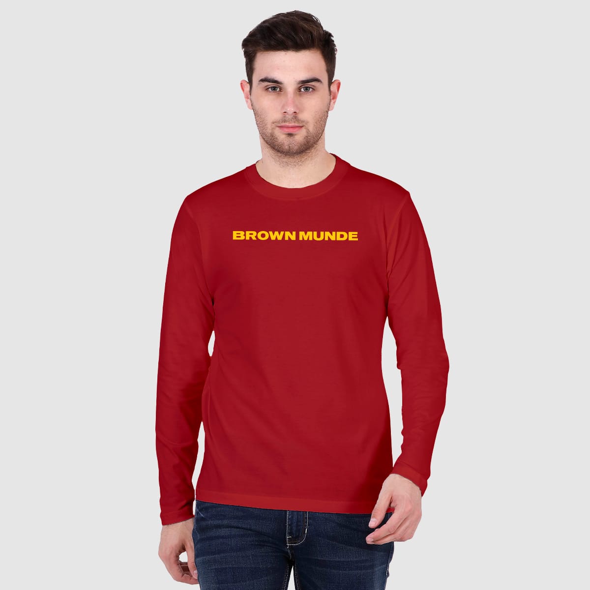 Brown Munde Red Full Sleeve T-Shirt