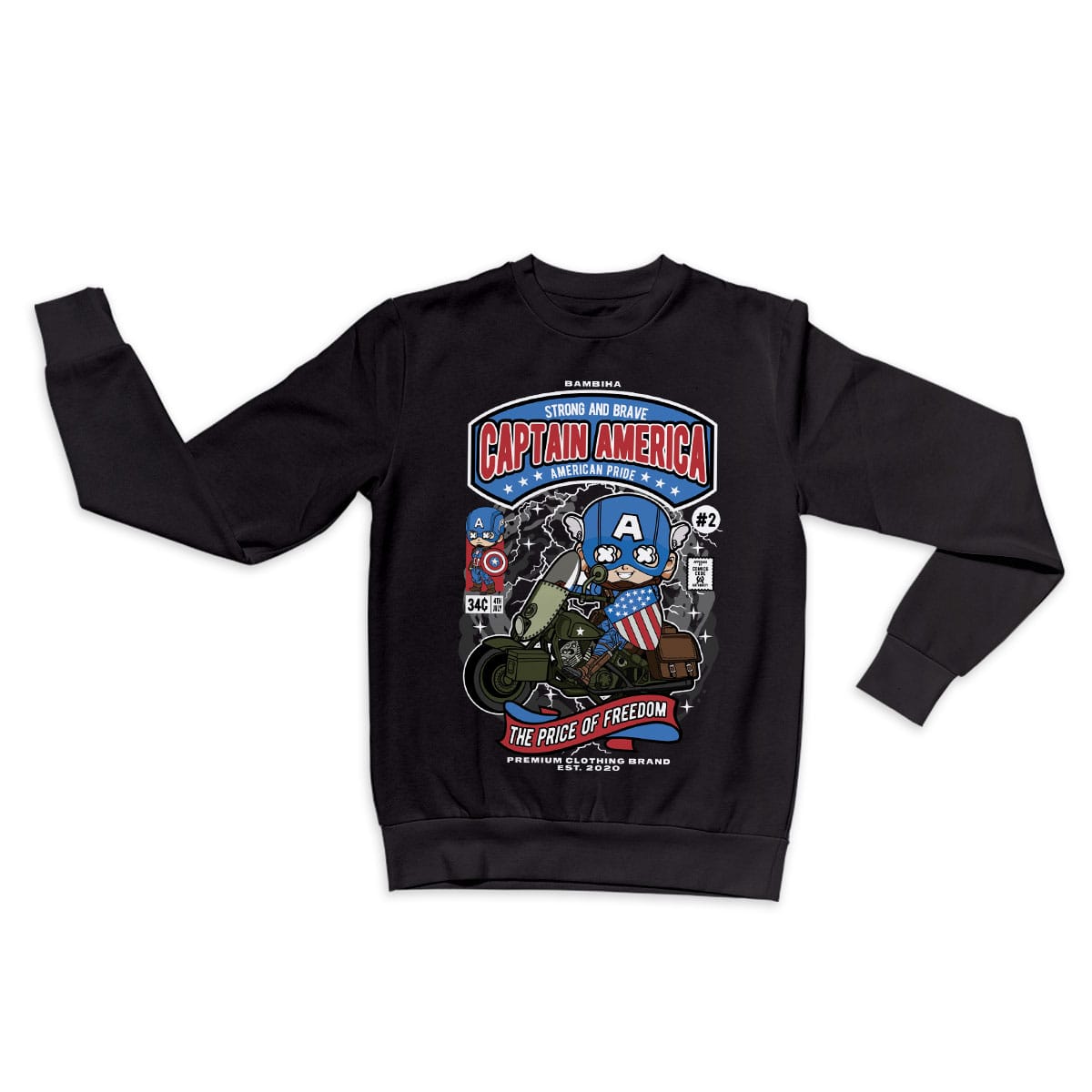 Captain America Motorcycle Cartoon Sweatshirt