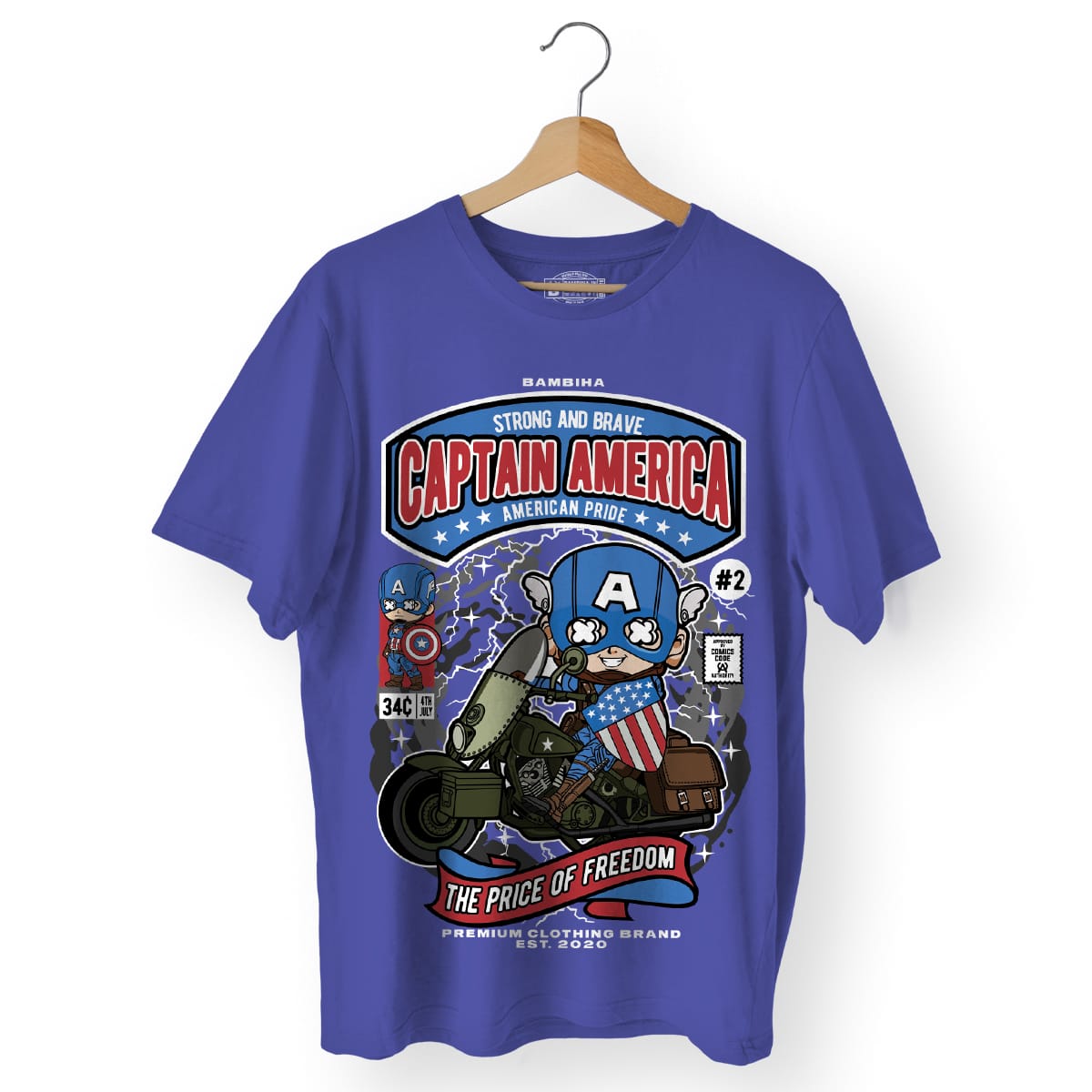 Captain America Motorcycle Cartoon T-Shirt