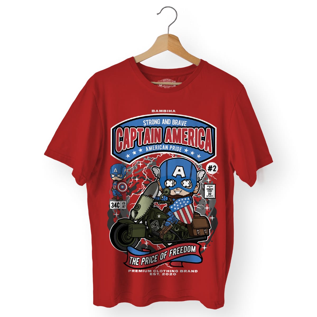 Captain America Motorcycle Cartoon T-Shirt