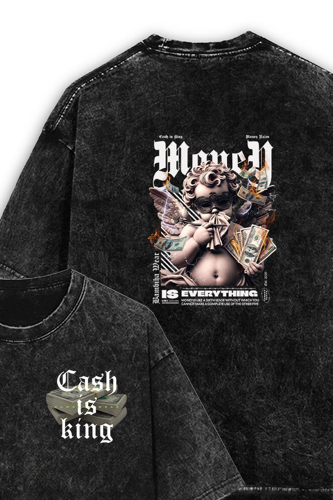 Cash is King Acid Wash Oversized T-Shirt