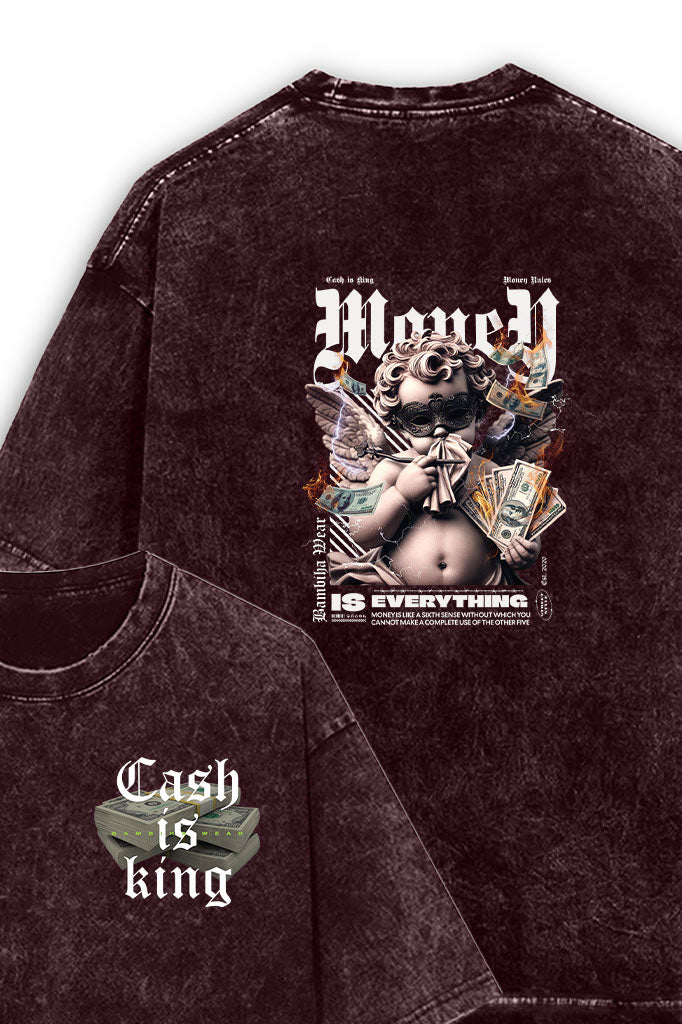 Cash is King Acid Wash Oversized T-Shirt