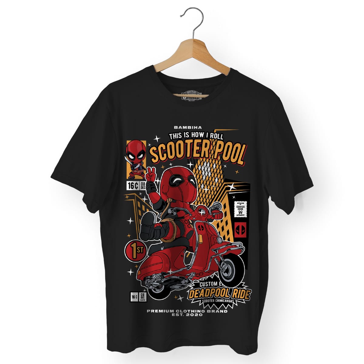 Deadpool Scooter Cartoon T-Shirt