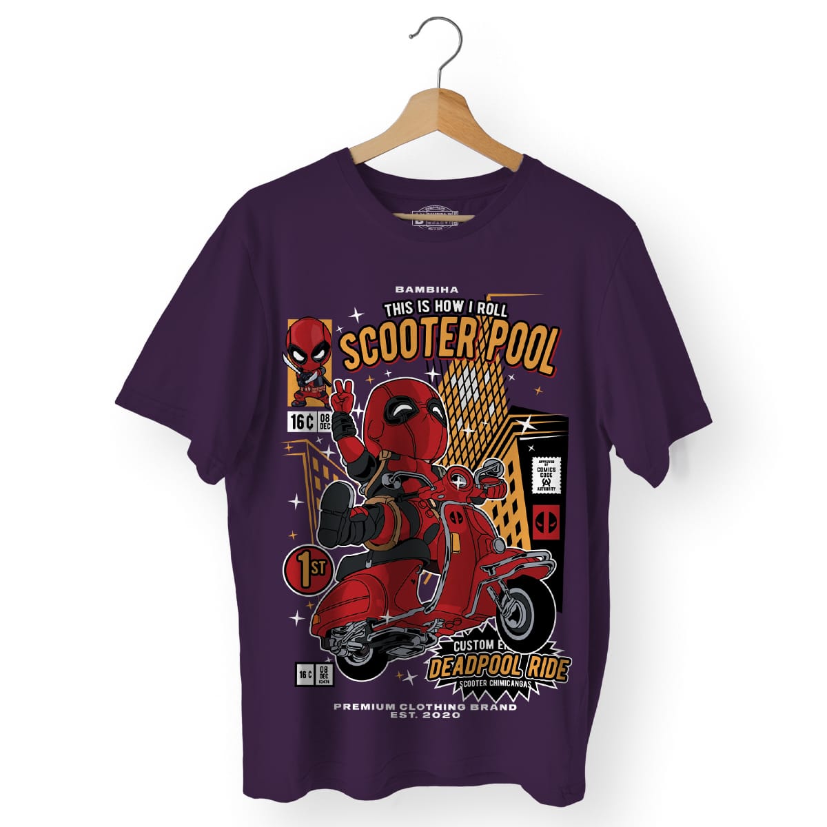 Deadpool Scooter Cartoon T-Shirt