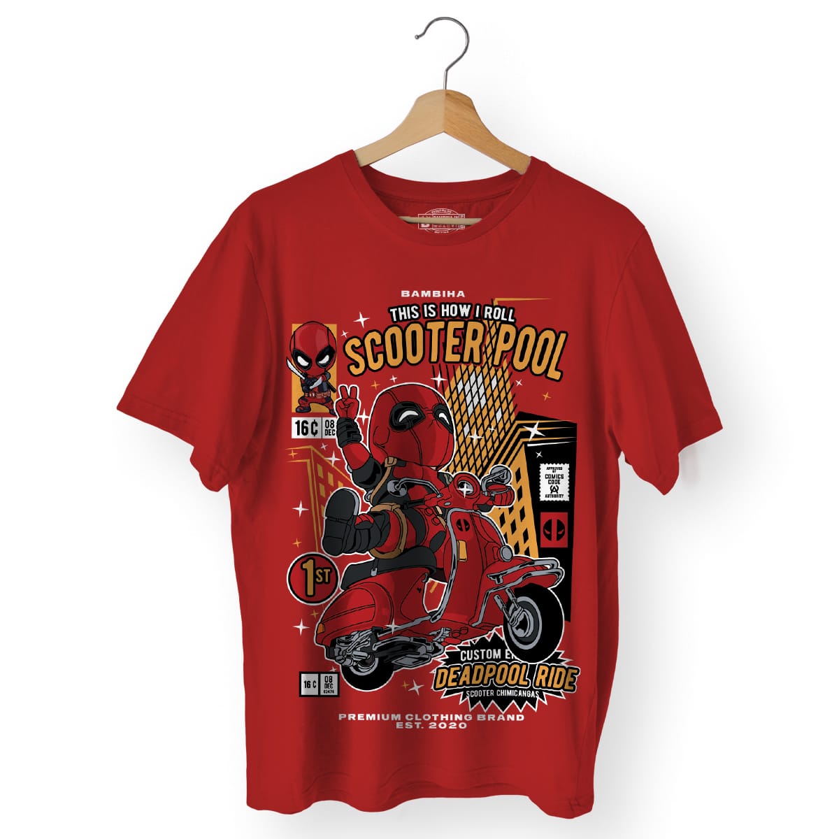 Deadpool Scooter Cartoon T-Shirt