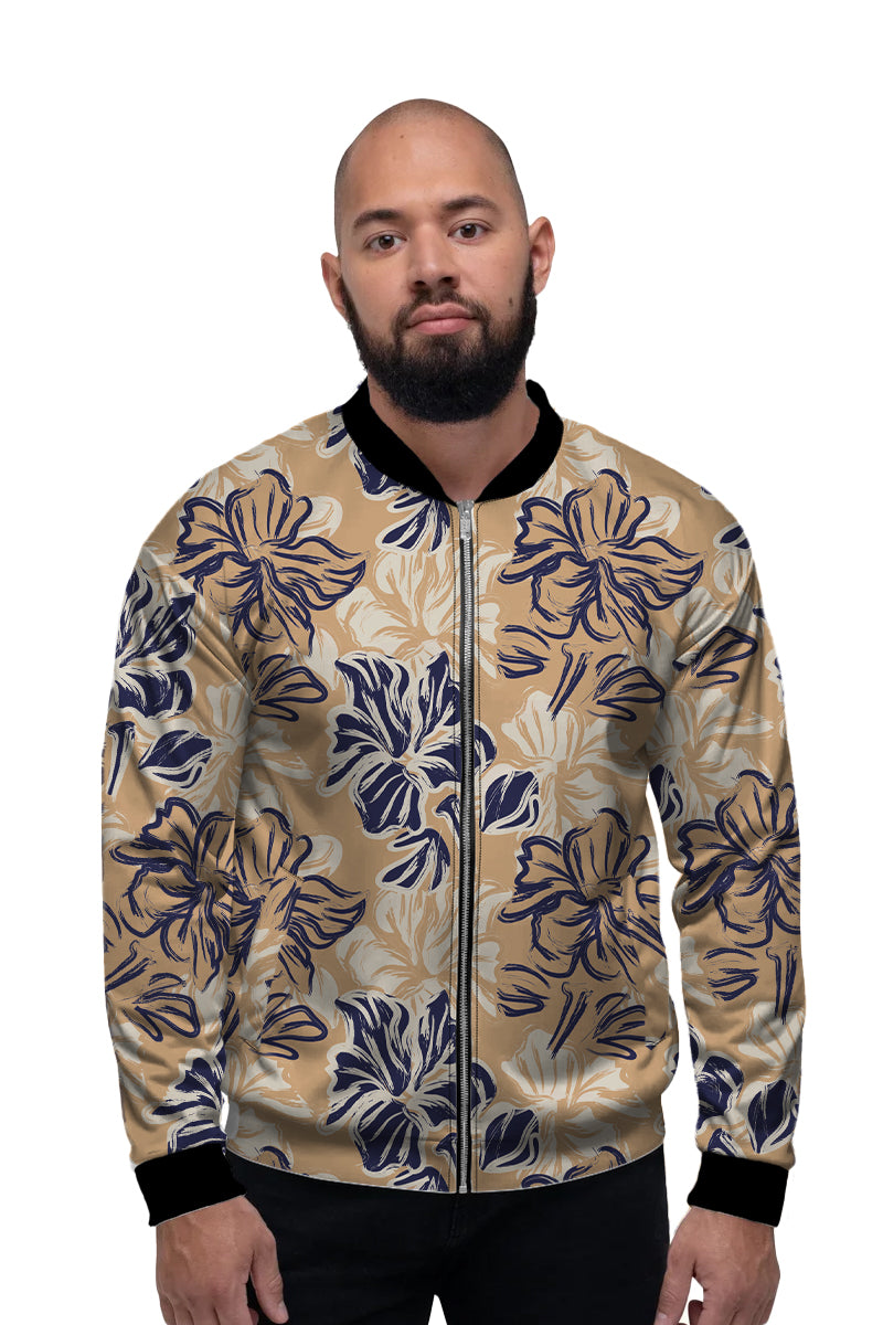 Floral Brush Strokes Bomber Jacket