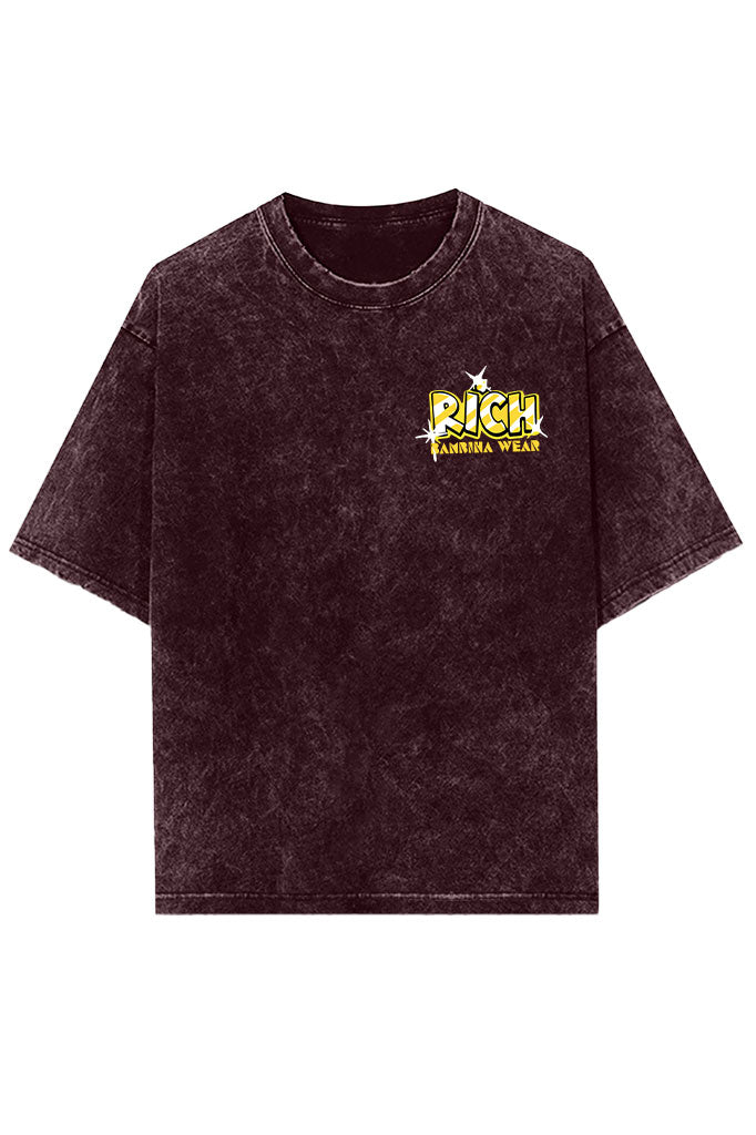 Gold Grin Hustler Acid Wash Oversized T-Shirt