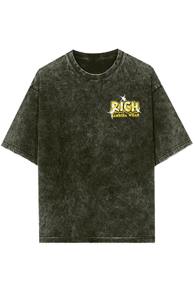 Gold Grin Hustler Acid Wash Oversized T-Shirt