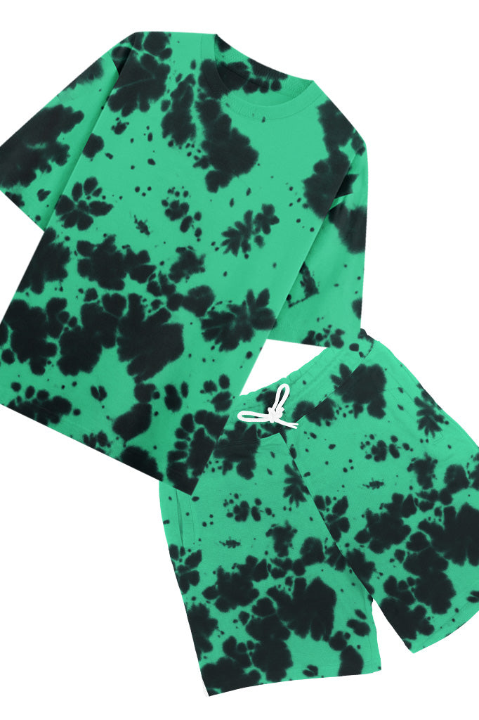 Green Black Tie Dye Co-Ord Set - Unisex Oversized