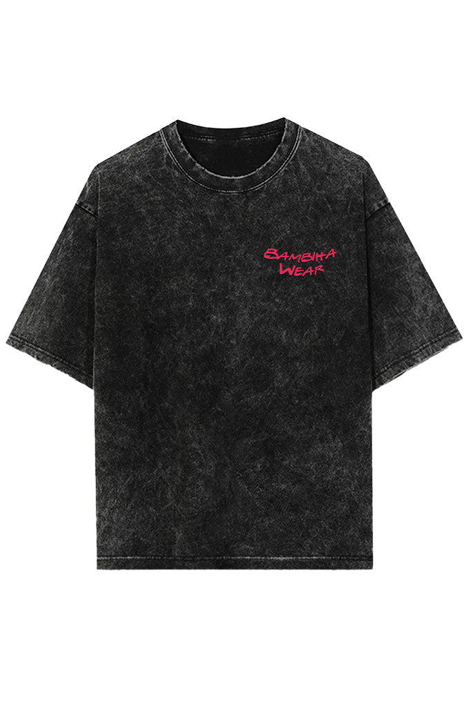 Kitty Nightmare Acid Wash Oversized T-Shirt