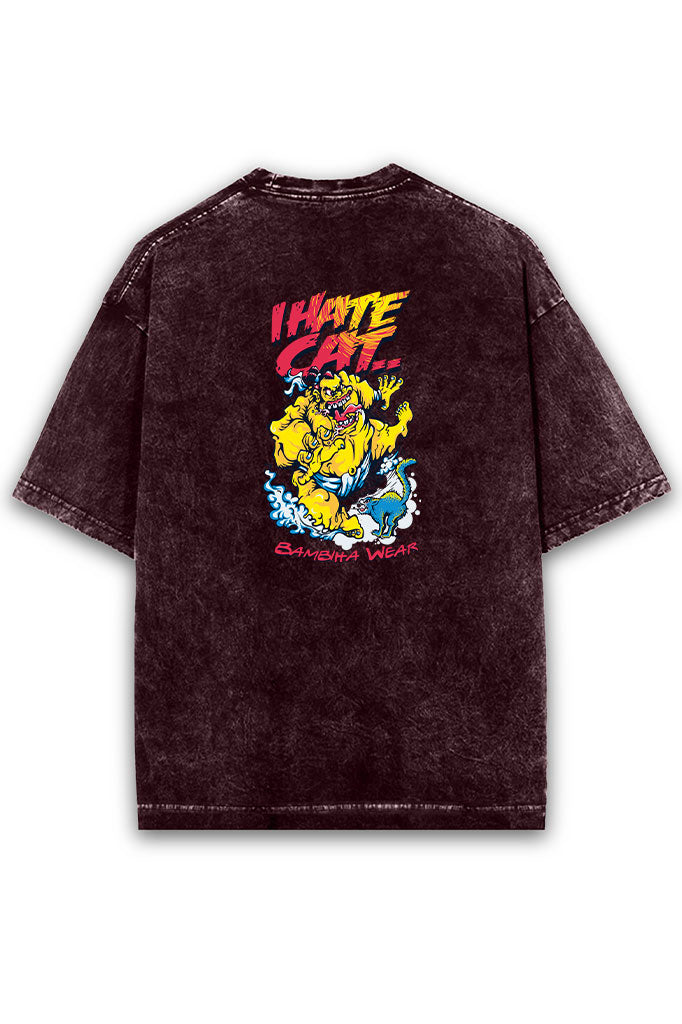 Kitty Nightmare Acid Wash Oversized T-Shirt