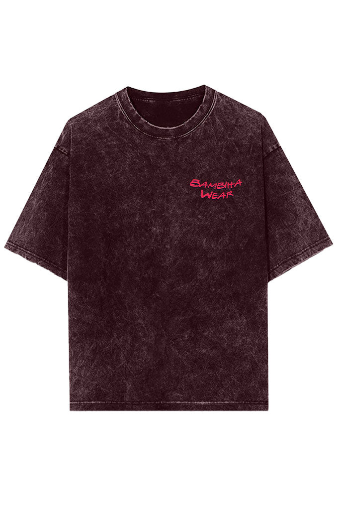 Kitty Nightmare Acid Wash Oversized T-Shirt