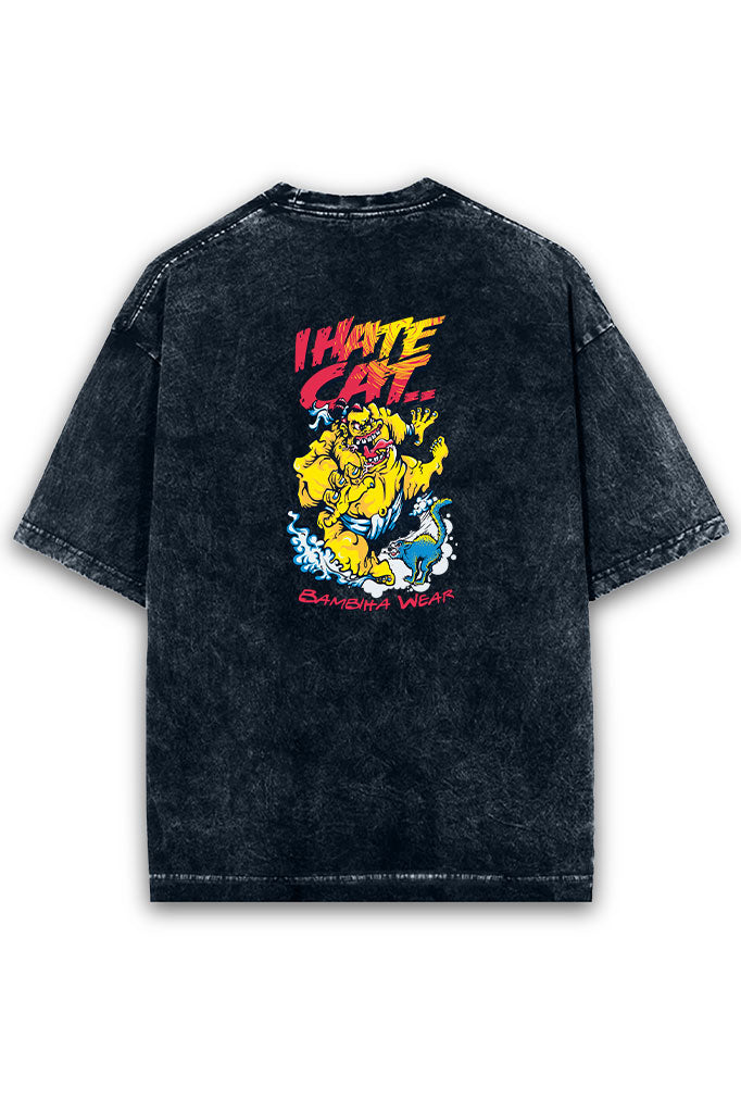 Kitty Nightmare Acid Wash Oversized T-Shirt