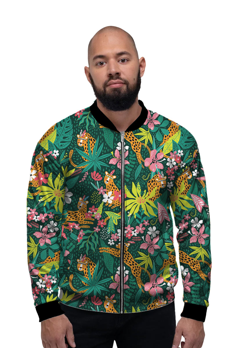 Leopard & Leaves Bomber Jacket