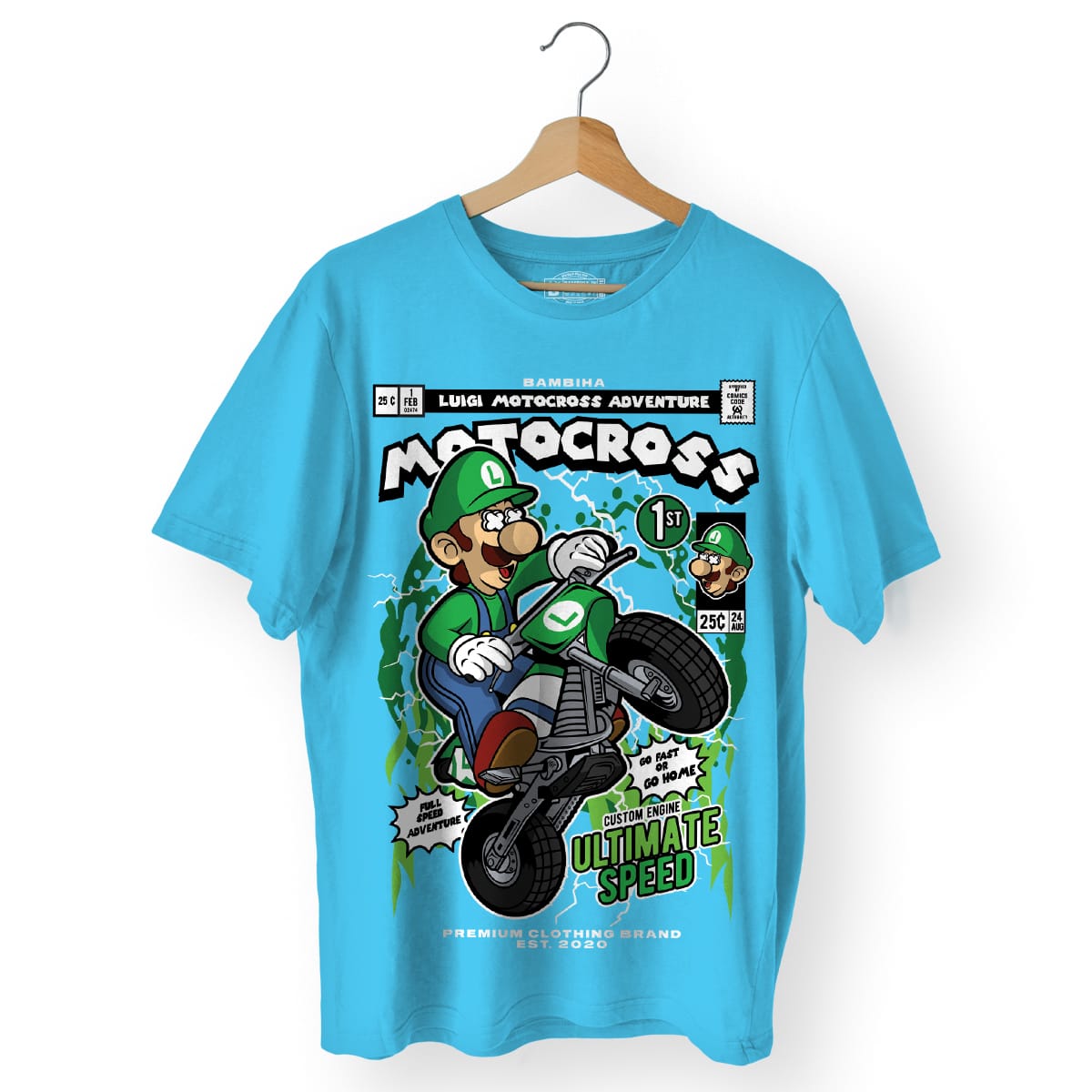 Luigi Motocross Cartoon T-Shirt