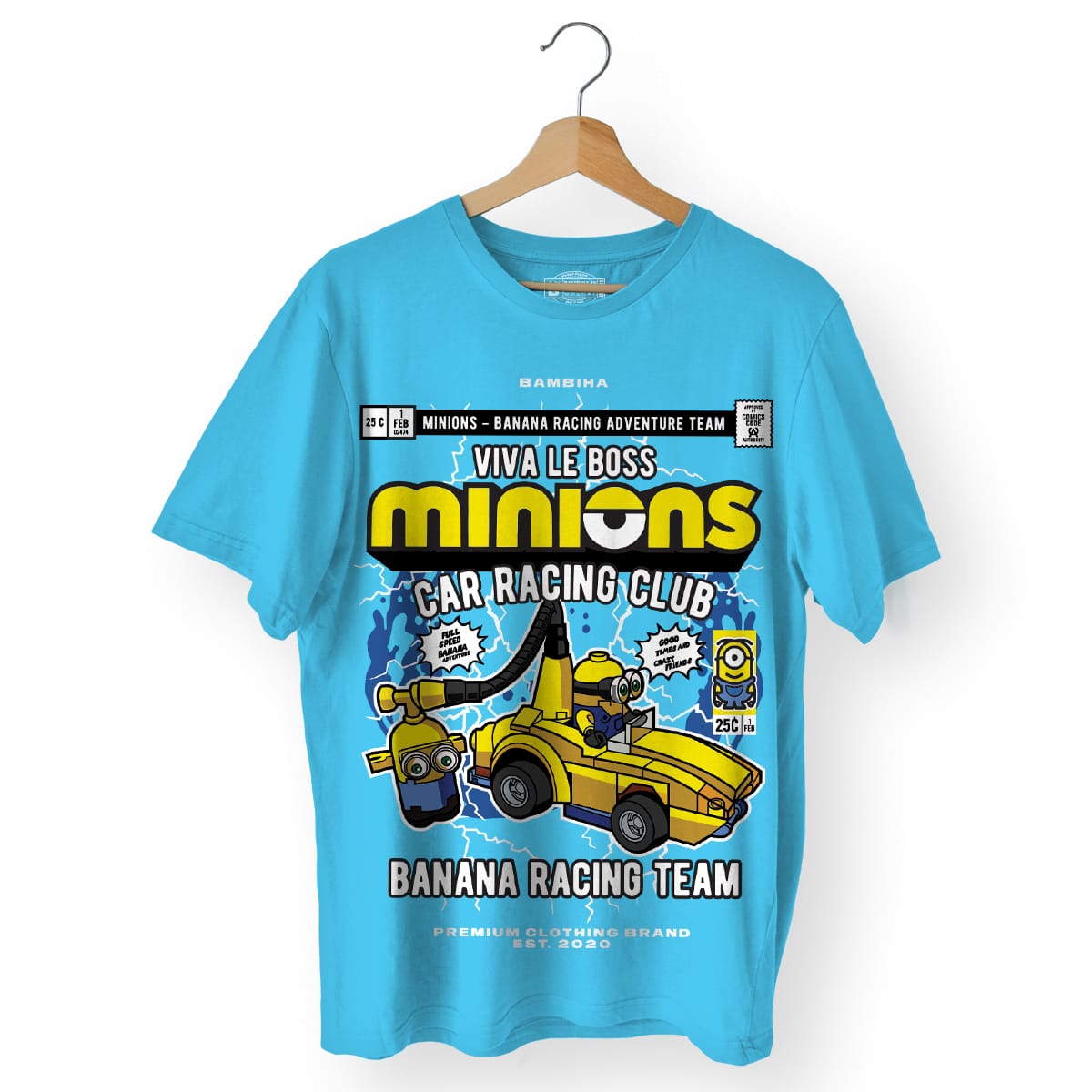Minions Banana Racing Car Cartoon T-Shirt