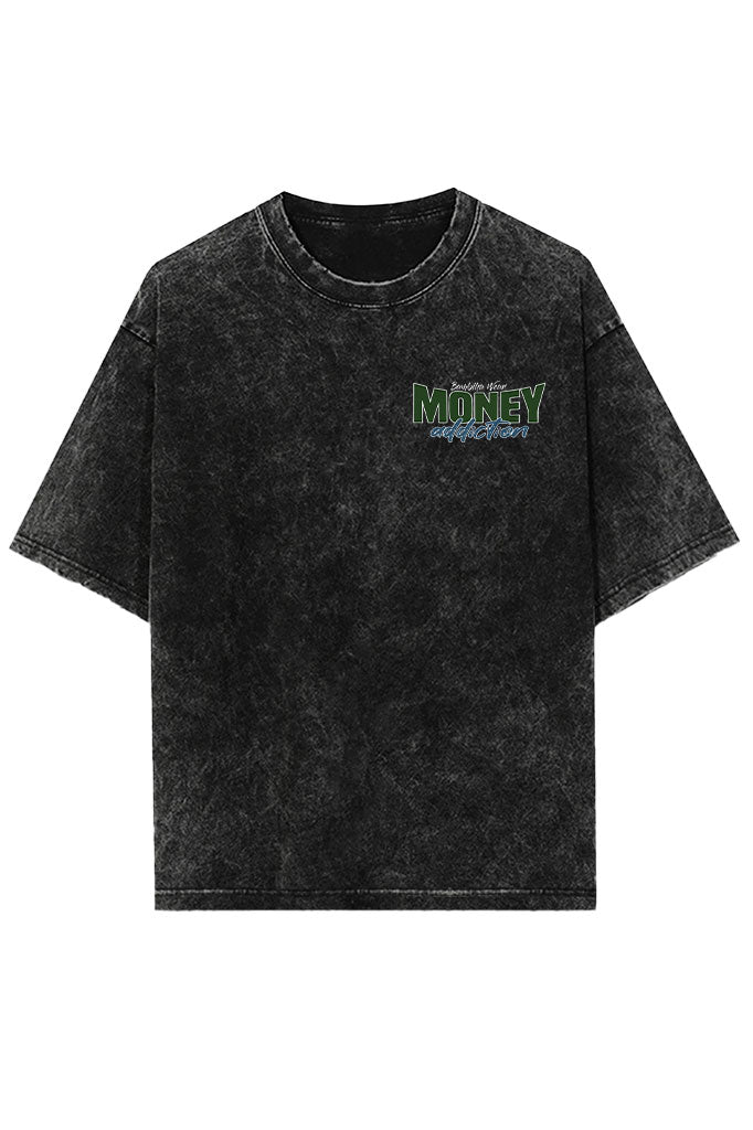 Money Addiction Acid Wash Oversized T-Shirt