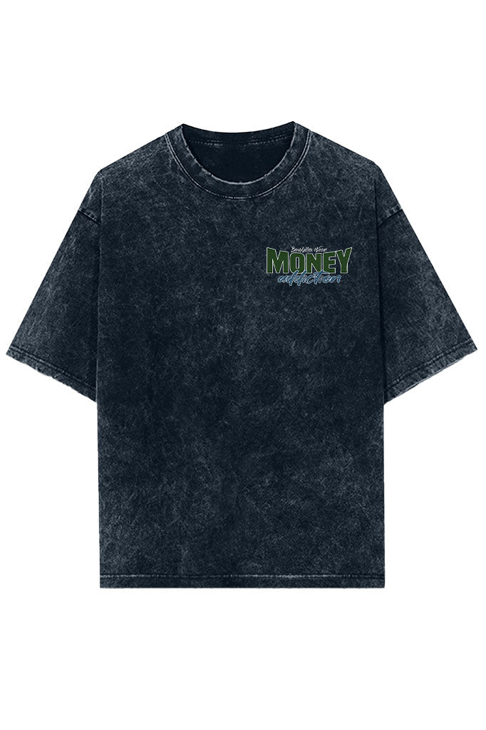 Money Addiction Acid Wash Oversized T-Shirt