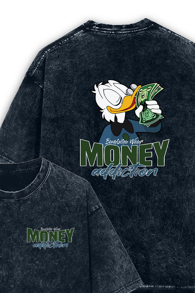 Money Addiction Acid Wash Oversized T-Shirt