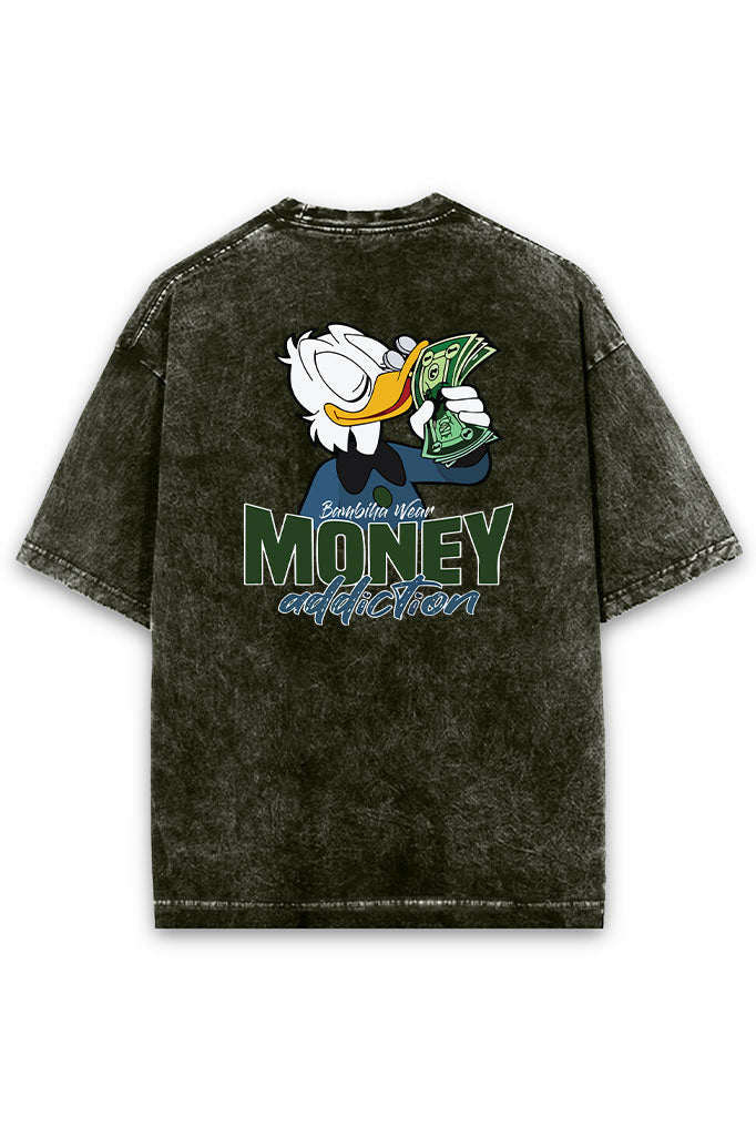 Money Addiction Acid Wash Oversized T-Shirt