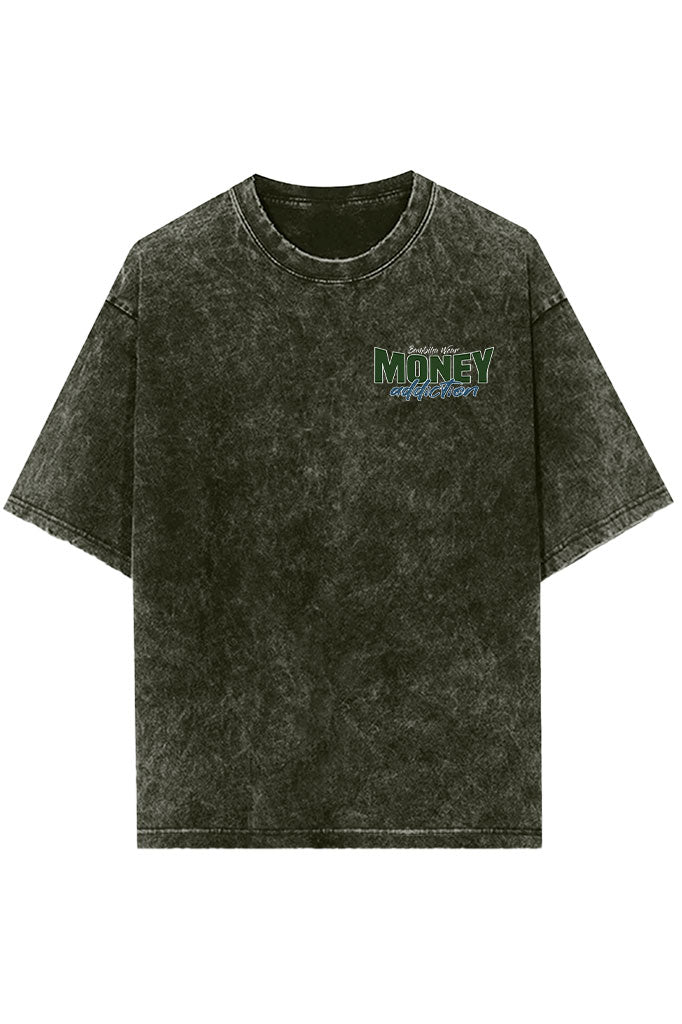Money Addiction Acid Wash Oversized T-Shirt