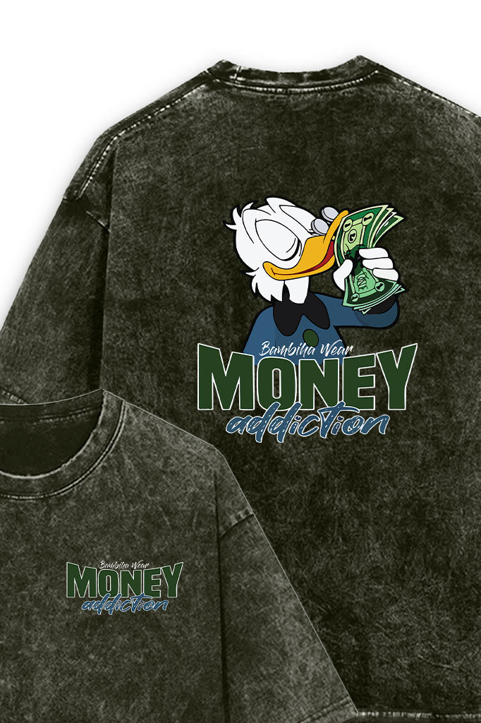 Money Addiction Acid Wash Oversized T-Shirt
