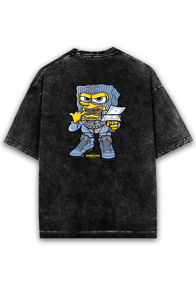 Money Mafia Vibes Acid Wash Oversized T-Shirt
