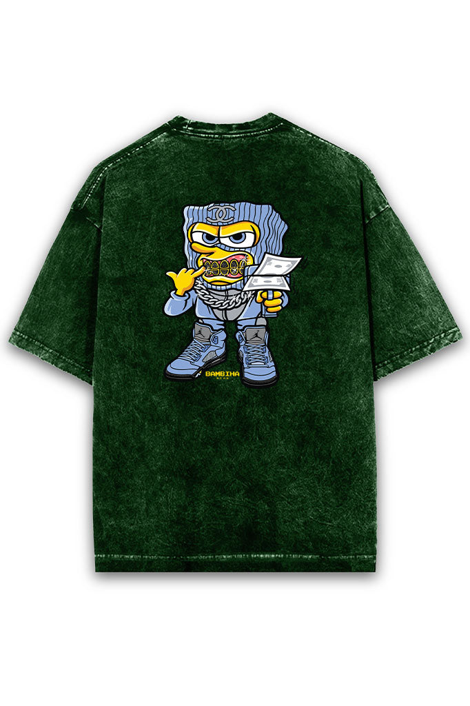 Money Mafia Vibes Acid Wash Oversized T-Shirt