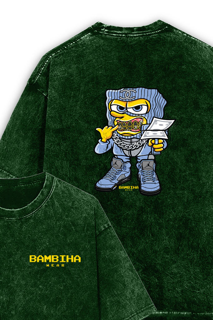 Money Mafia Vibes Acid Wash Oversized T-Shirt