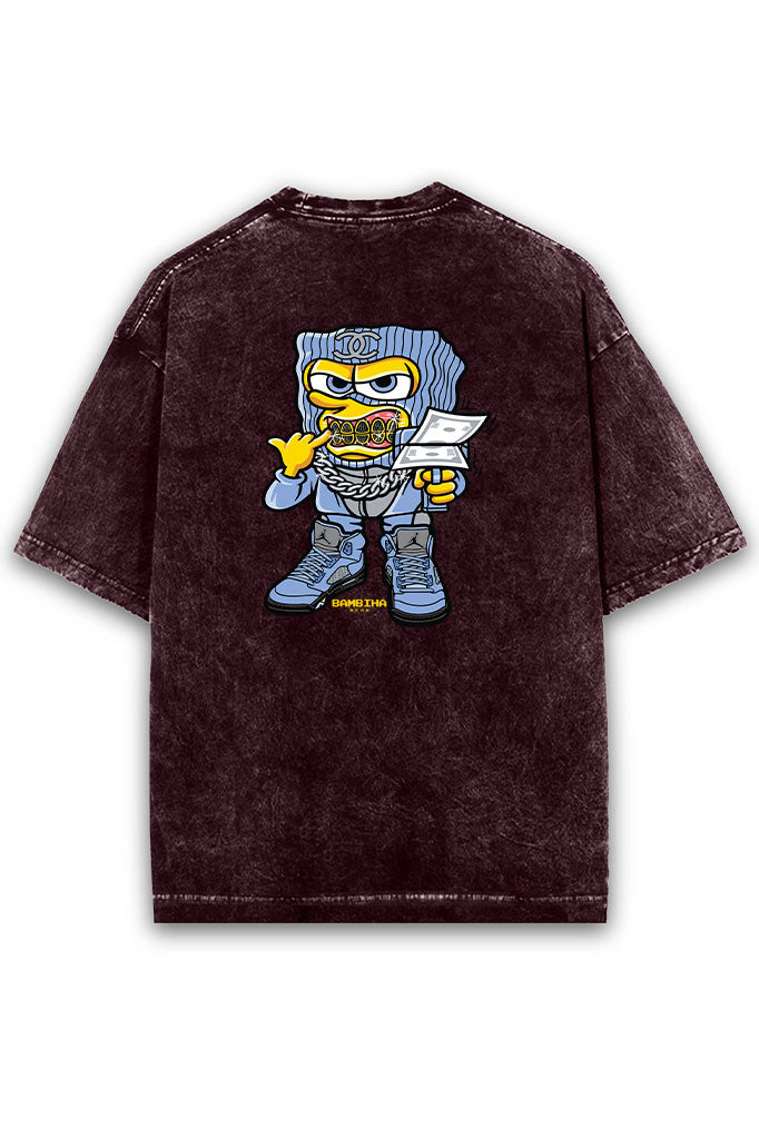 Money Mafia Vibes Acid Wash Oversized T-Shirt