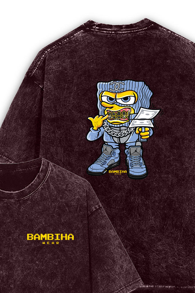 Money Mafia Vibes Acid Wash Oversized T-Shirt