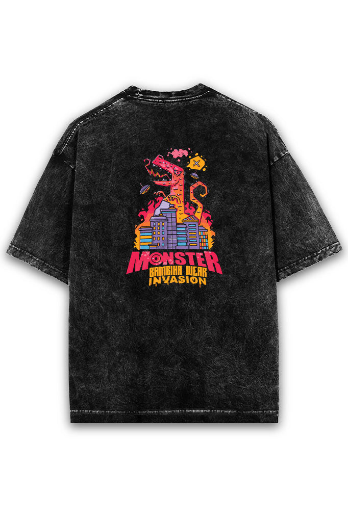 Monster Invasion Acid Wash Oversized T-Shirt