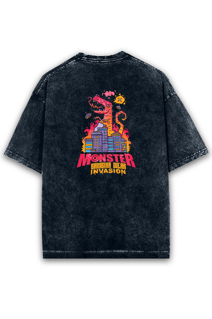Monster Invasion Acid Wash Oversized T-Shirt