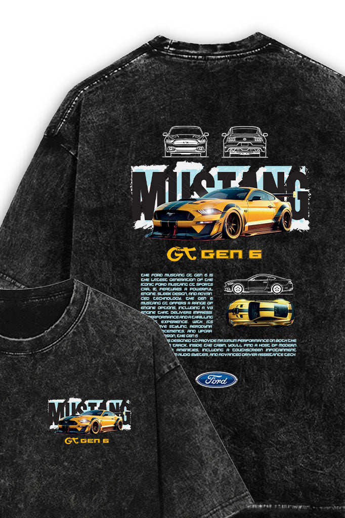 Mustangg Acid Wash Oversized T-Shirt